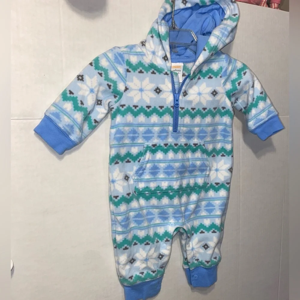 GYMBOREE NEWBORN SOFT FLEECE HOODED ONE PIECE FOOTLESS SLEEPWEAR